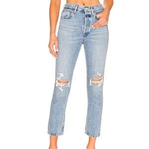 Agolde Riley High Rise Straight Crop in Blitz Distressed 100% Cotton Size 25